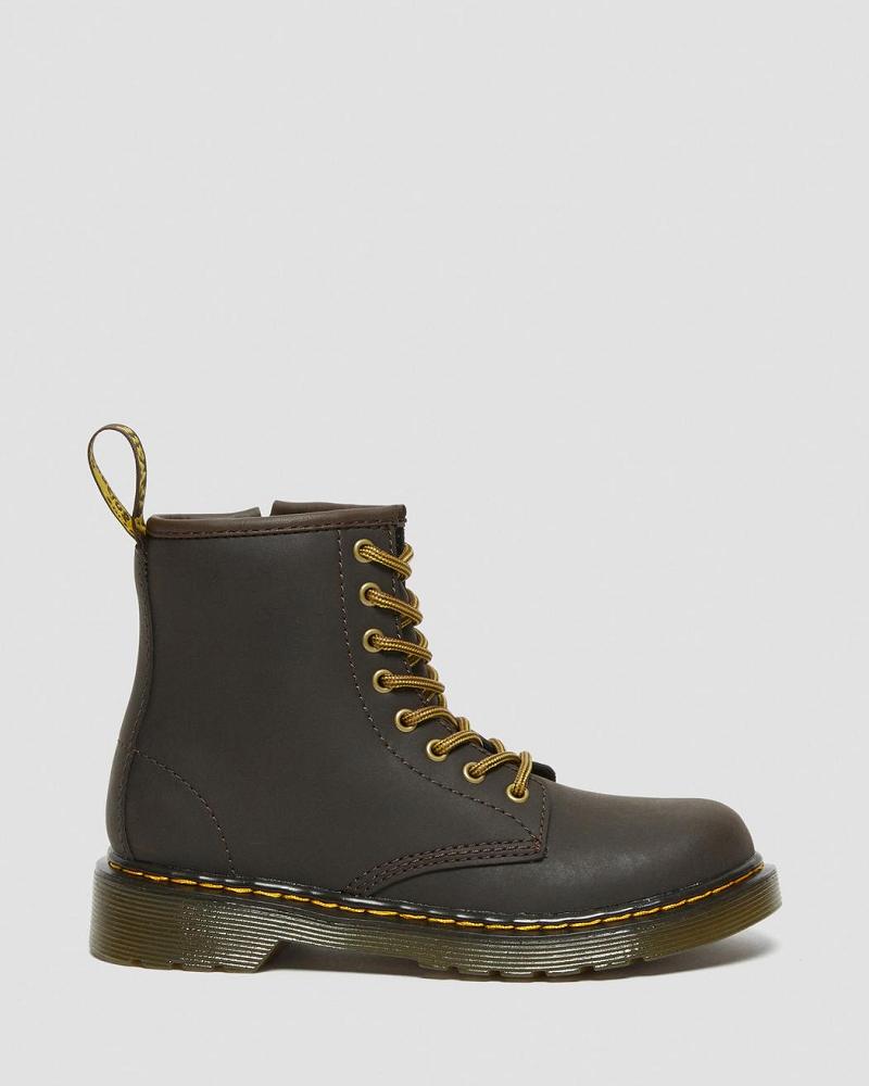 Dr Martens Junior 1460 Wildhorse Læder Snørestøvler Børn Mørkebrune | DK 690NWY